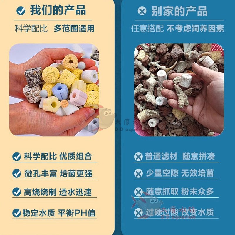 鱼池过滤材料屋陶瓷环r火山石珊瑚骨水族箱水族过滤棉大包滤材