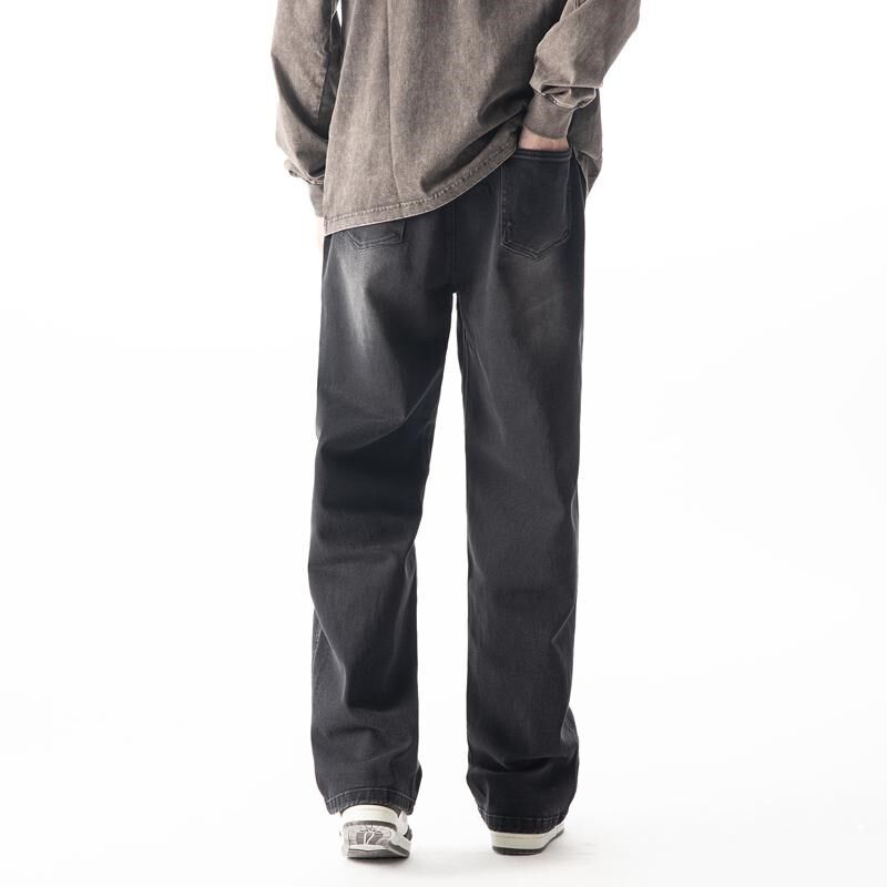 春季190高个子j男裤青少年抽绳松紧腰弹力宽松直筒加长版牛仔裤12