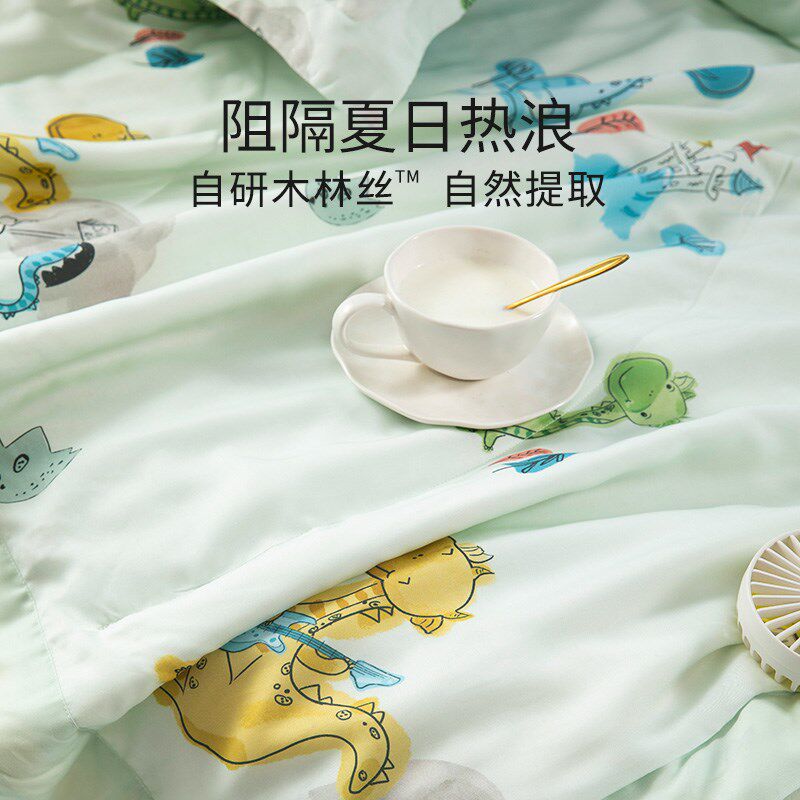 儿童中大童天丝夏凉被202t4新款100%蚕丝被空调被可水洗夏季薄被