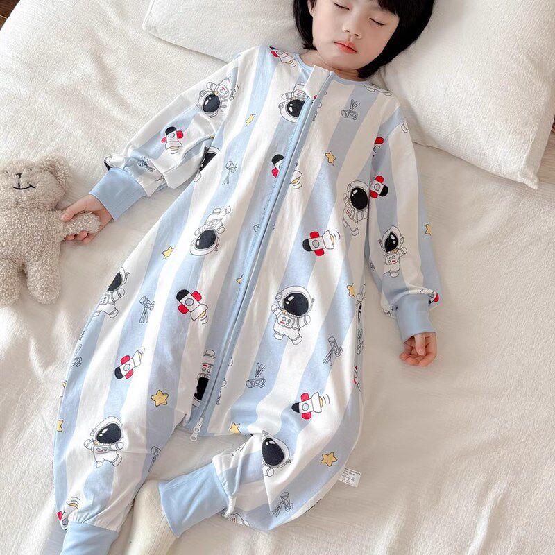 2025秋季新品宝宝睡袋纯棉A类男女童连体睡衣卡通萌X趣可爱防踢被