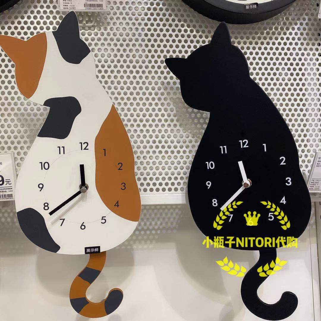 尼达利 刺猬猫咪摆钟摇尾挂钟动物造型时钟表儿童房