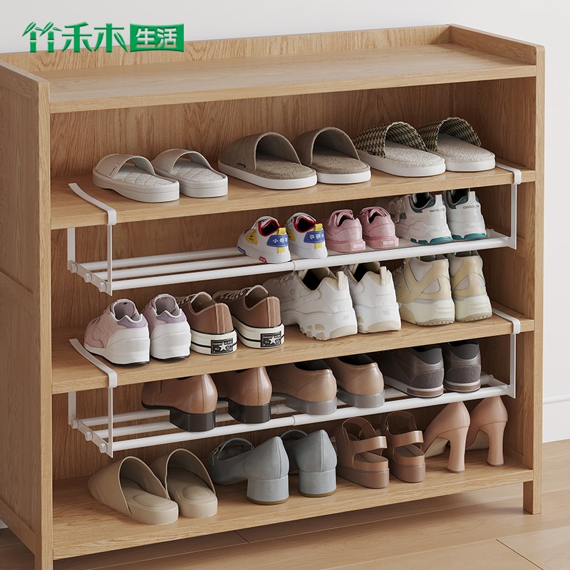 鞋架家用可e伸缩鞋柜分层鞋托下挂篮易安装收纳神器隔断伸缩置物