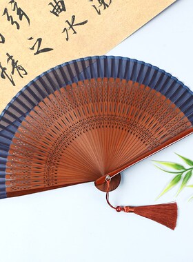 229古风精致小折扇中r国风女士扇子折叠扇古风汉服便携复古舞蹈扇