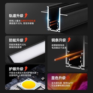 磁吸轨道灯嵌入式 家用泛光灯线条 无主灯客厅照明预埋导轨K槽明装