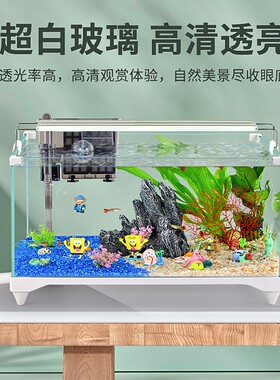 鱼缸客厅小型超白玻璃生态金鱼缸家用桌面斗鱼缸20U22新款懒人造