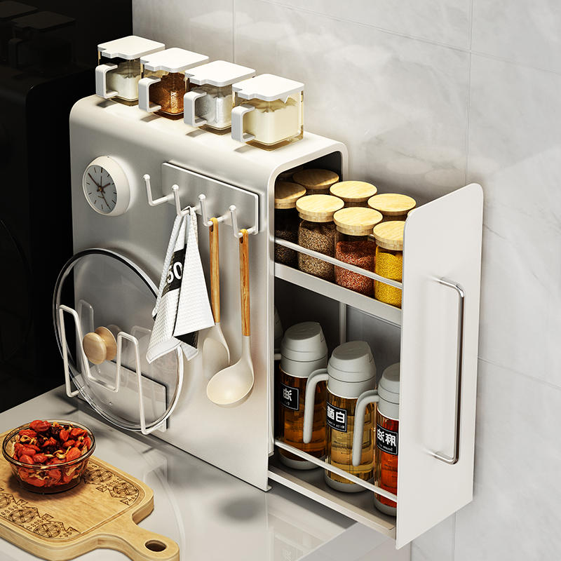 厨房调料置物架家用多功能抽拉油盐酱醋调M味罐收纳盒台面收纳柜
