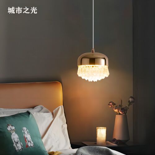 轻奢水晶床头吊灯法式中古走廊过D道阳台玄关背景墙网红水晶壁灯