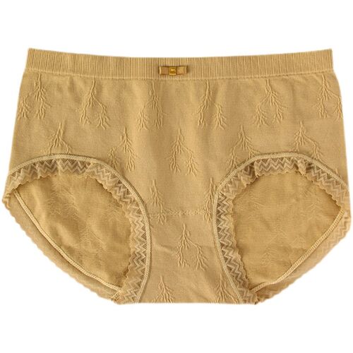 大码内裤女200斤胖MM中高x腰蕾丝边纯棉裆透气少女日系包臀裤头