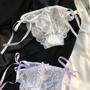 系带内裤女e两侧可解性感蕾丝交叉细带2024新款网纱绑带女生纯欲