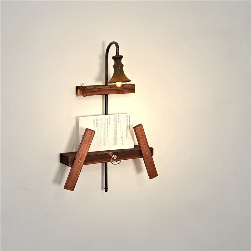 中古侘寂风复古民宿装饰氛围客厅卧室复古L做旧木壁灯装饰日历挂