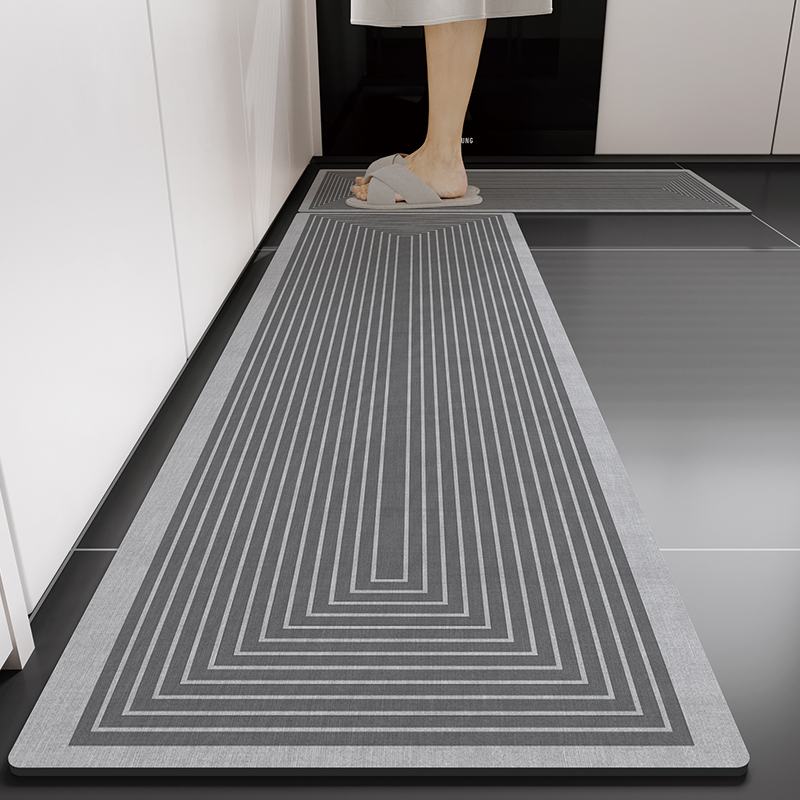 硅藻泥厨房专用地垫防油防水防滑吸水垫l形耐脏脚垫免Z洗可擦地毯