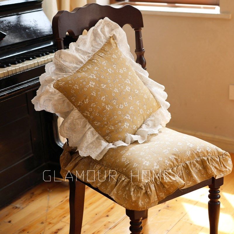 纯棉椅子坐垫法式荷叶o边少女韩式复古花边碎花餐椅垫子带芯可拆,居家布艺,椅垫,淘宝优惠券,粉丝福利购,淘宝优惠卷