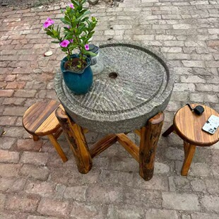 老式石磨茶台复古中式庭院石磨桌家用老石磨盘茶桌流水旧石磨碾盘