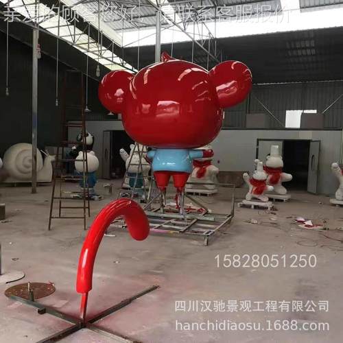 四川玻景观脂ORG造工程有限公司璃钢树成品卡通猴子型