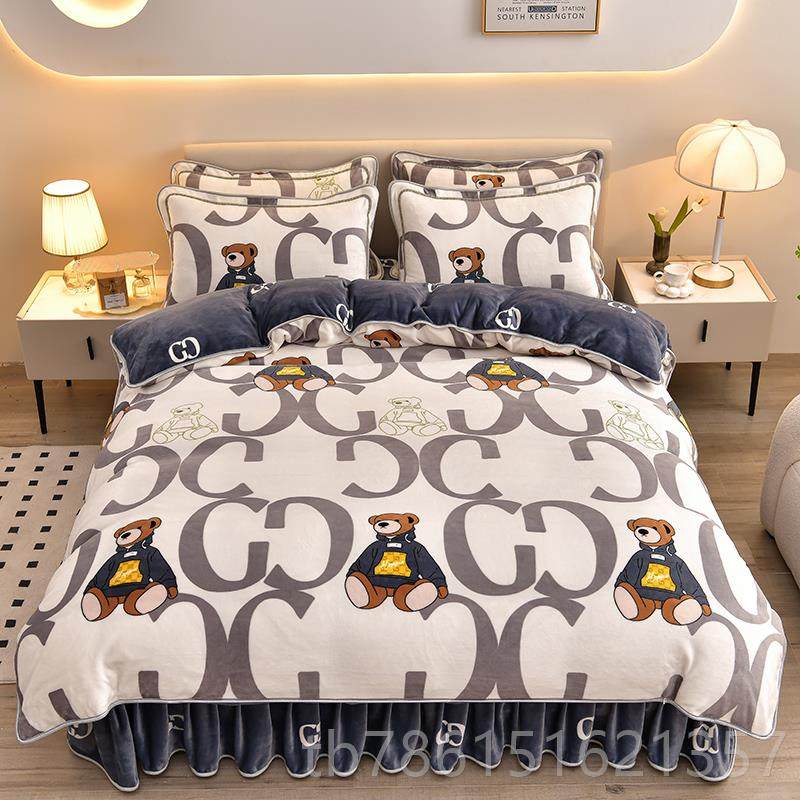 高档床上牛奶绒四n件套珊瑚绒被套双法床兰绒加绒厚单床裙款4冬季,床上用品,床品套件/四件套/多件套,淘宝优惠券,粉丝福利购,淘宝优惠卷