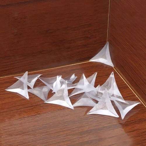 透明水晶防尘角橱柜家具硅胶角抽屉角落衣柜角贴三脚橡胶防灰尘粒