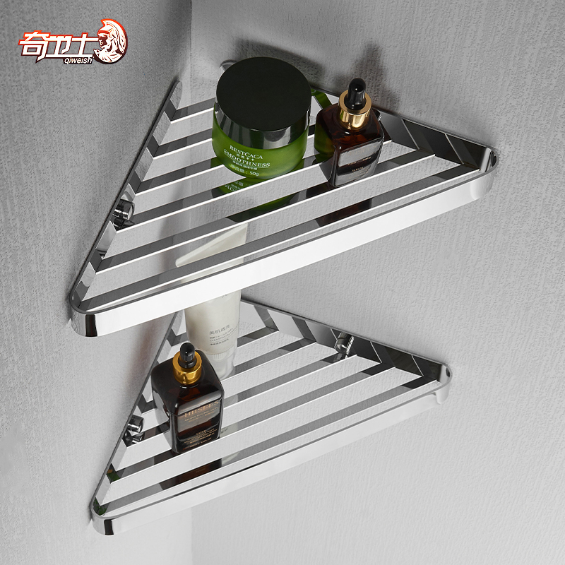不锈钢免打孔三角篮欧式壁挂收纳架卫生间三角架浴室置物架挂件
