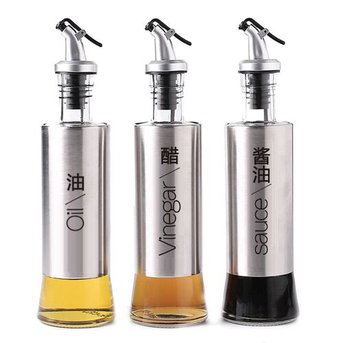 不锈钢玻璃油壶酱油醋调料瓶套装家用商用欧式厨房控油不挂油油瓶