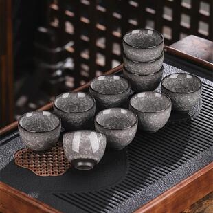 黑冰花茶杯主人杯单杯开片功夫茶杯茶盏高档陶瓷个人专用品茗杯碗