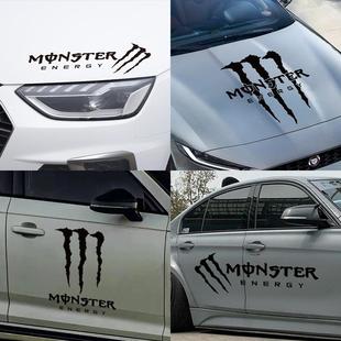 创意防水装 汽车monster鬼爪抓痕灯眉车身拉花引擎盖个性 饰车贴纸