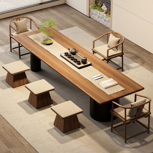 精选宋代美学茶桌椅组合现代简约实木大板茶台办公室轻奢高级感20