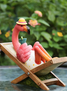 创意卡通火烈鸟摆件装饰品花园杂货 庭院布置桌面园艺装饰摆件