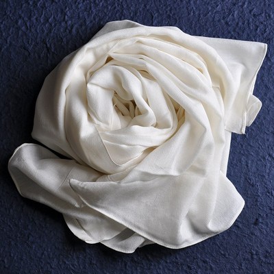 棉羊毛人字纹白胚围巾 植物染扎染蓝染DIY适用手工染色白胚面料