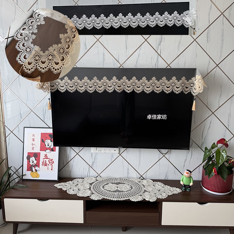 新款挂式坐式欧式液晶电视机蕾丝家用开机不取防尘罩盖巾通用