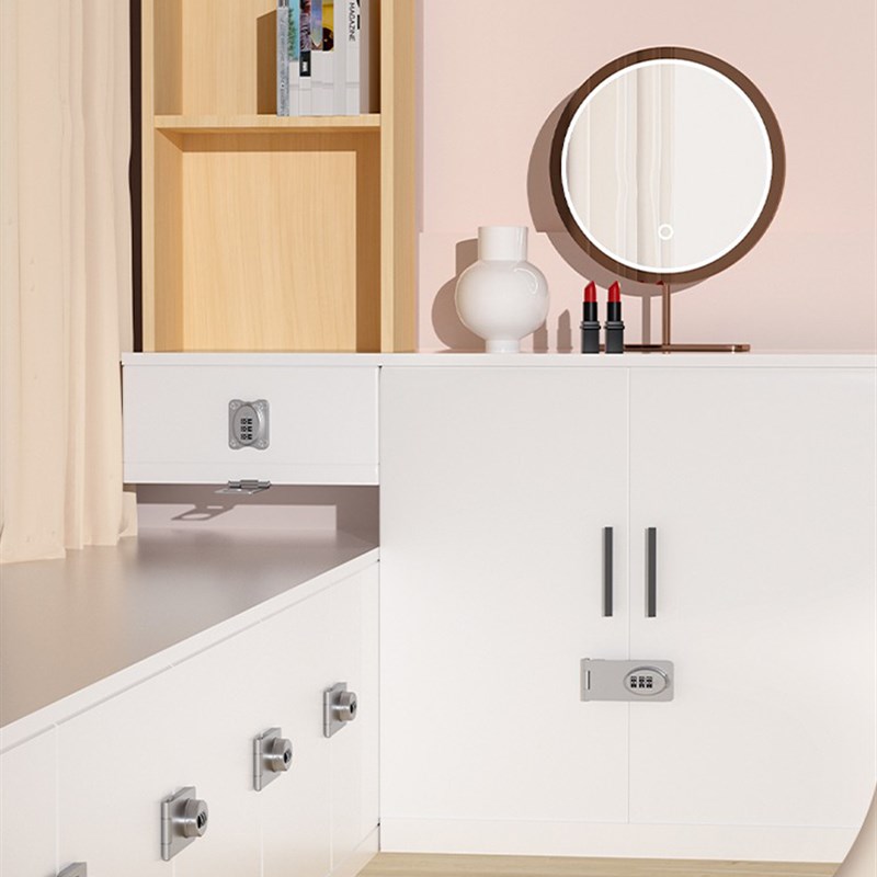 无打孔存储文件床头梳妆鞋家具办公桌单双抽屉柜门密码锁