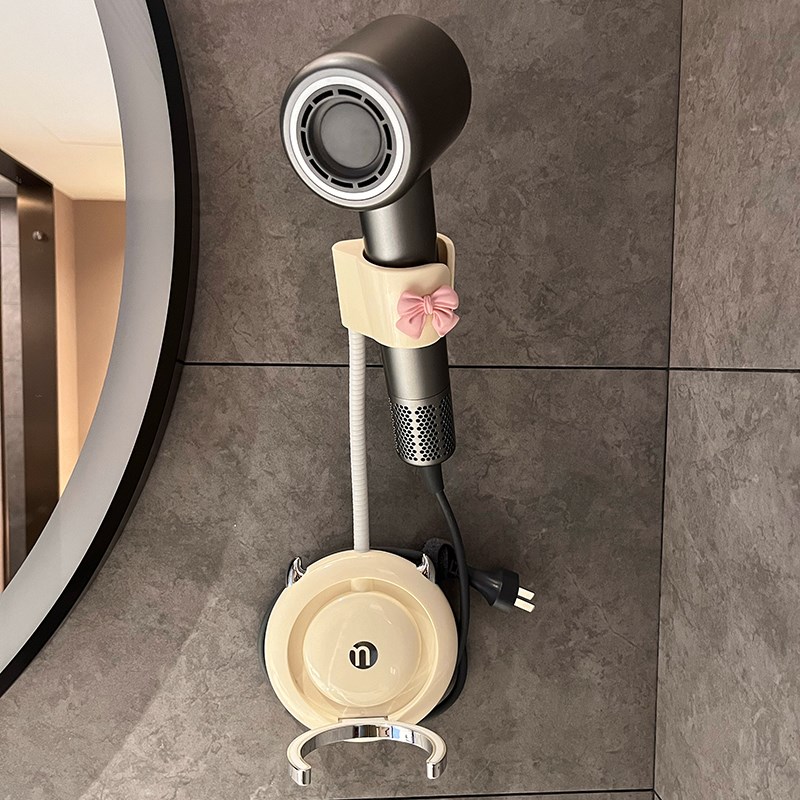 吹风机支架解放双手懒人壁挂免打孔卫生间电吹风置物架挂架奶油风