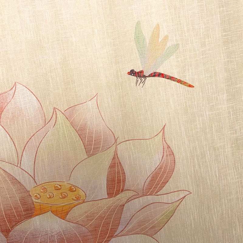 玄关卧室厨房卫生间厕所书房荷花莲花布门帘隔断帘遮挡帘子新中式