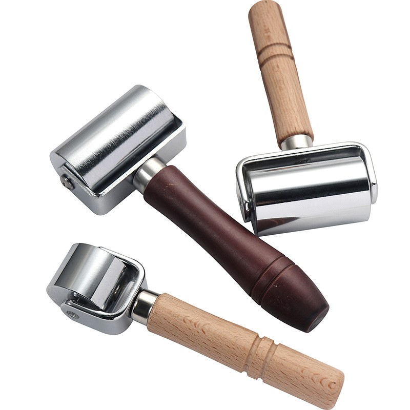 皮革滚轮推轮滚筒diy手工皮革工具压皮实木手柄精钢头皮匠皮艺