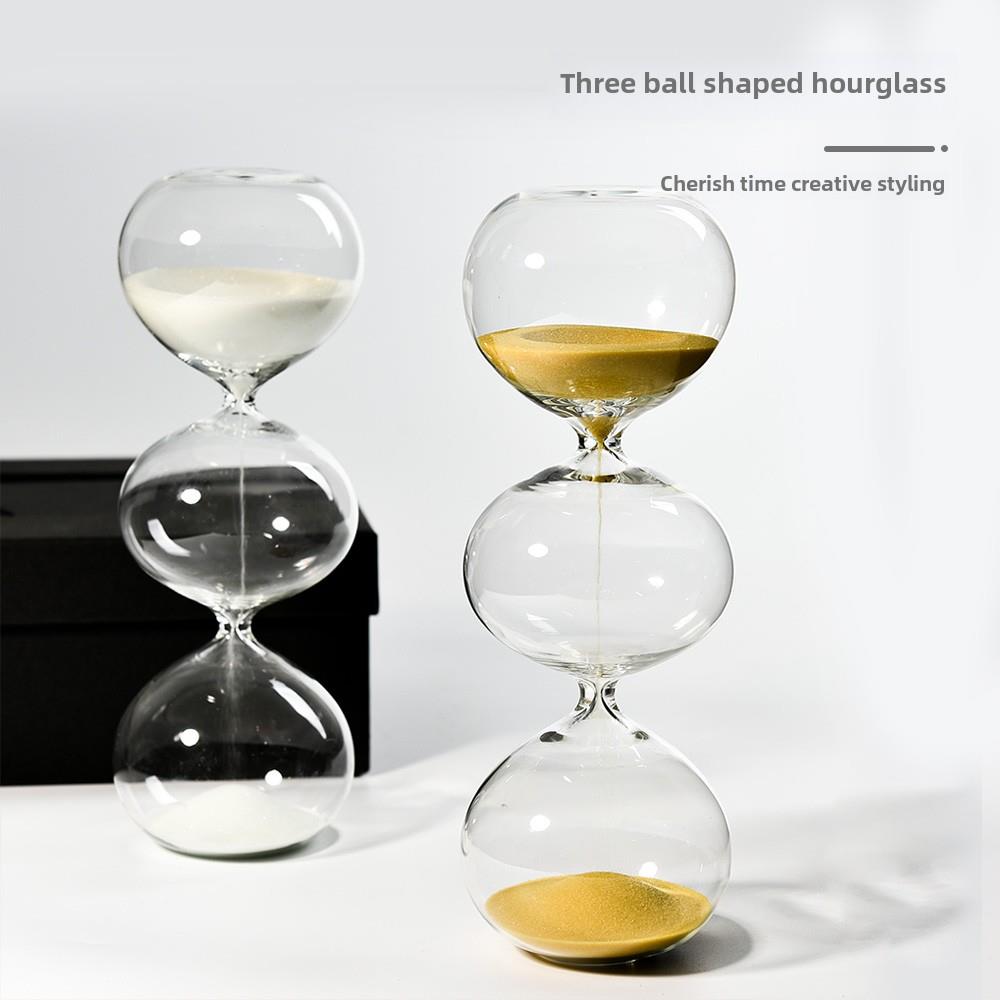 创意玻璃沙漏三层球形沙漏计时器个性化斯堪的纳维亚现代风格家居