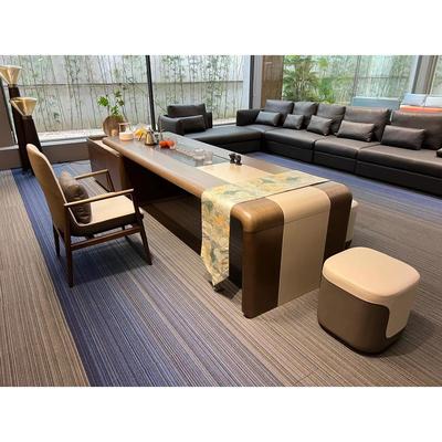 新中式黑胡桃木茶桌椅组合实木办公桌泡茶桌一体茶台