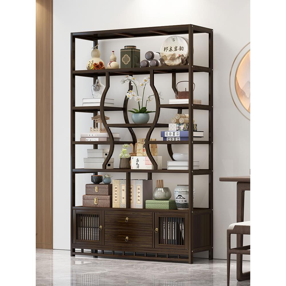 博古架实木中式茶叶展示柜多宝阁茶室茶叶置物架子茶具摆件收纳柜