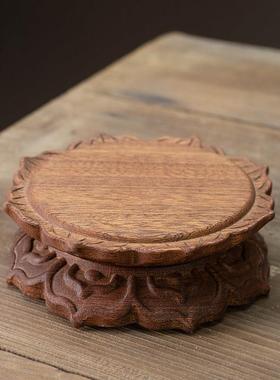 佛像底座实木雕刻制加高供奉观音财神关公摆件架莲花座台家用供佛