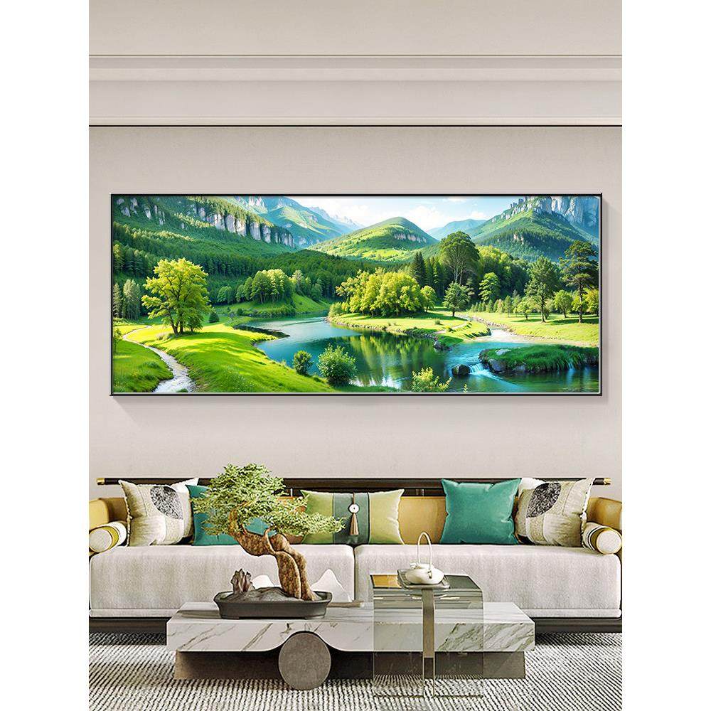 网红现代水约青山绿水挂公画厅装饰画沙发背客简景墙壁画办室风景,家居饰品,现代装饰画,淘宝优惠券,粉丝福利购,淘宝优惠卷