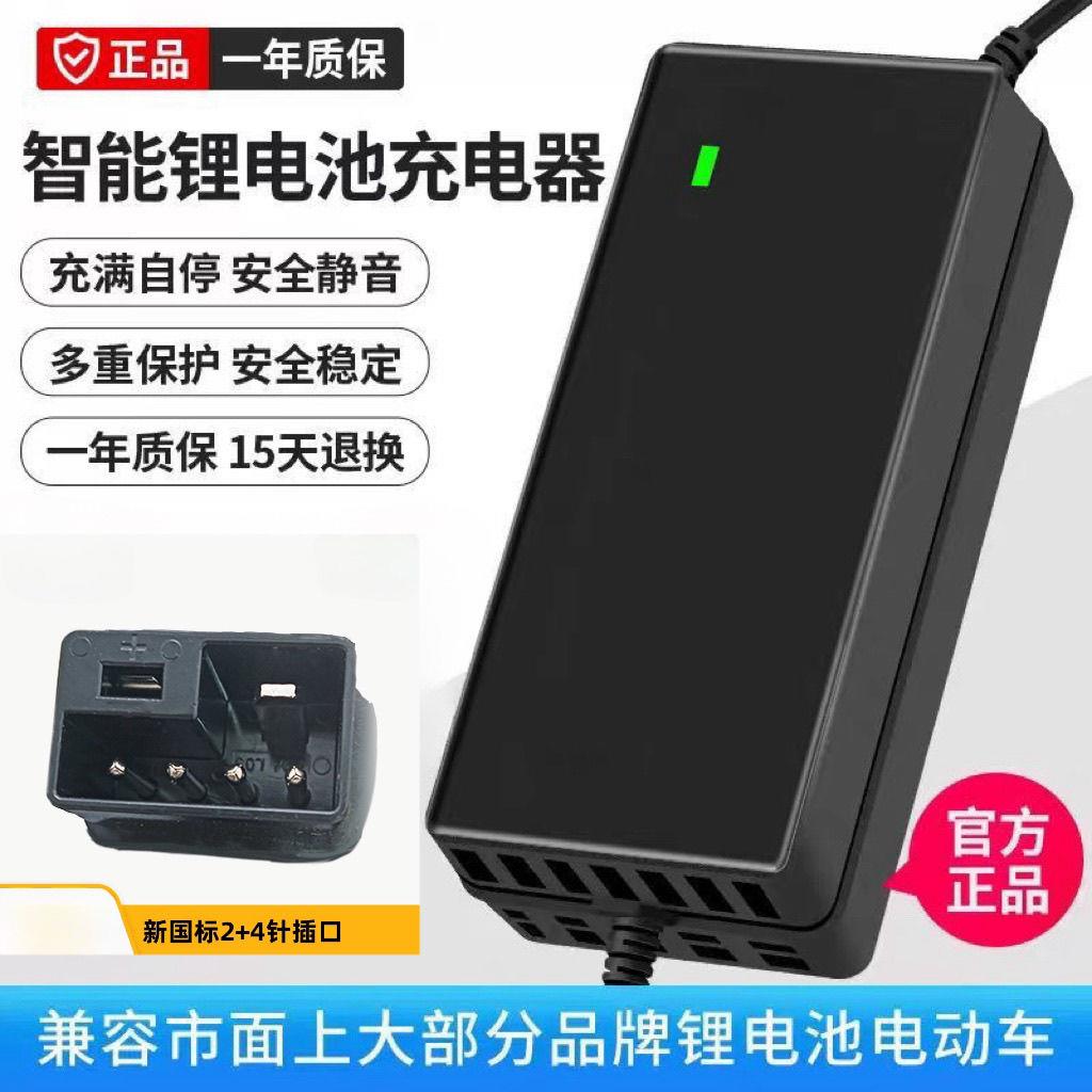 新国标2+4插孔锂电池充电器电动车电瓶车48V54.6v快充锂离子铅酸