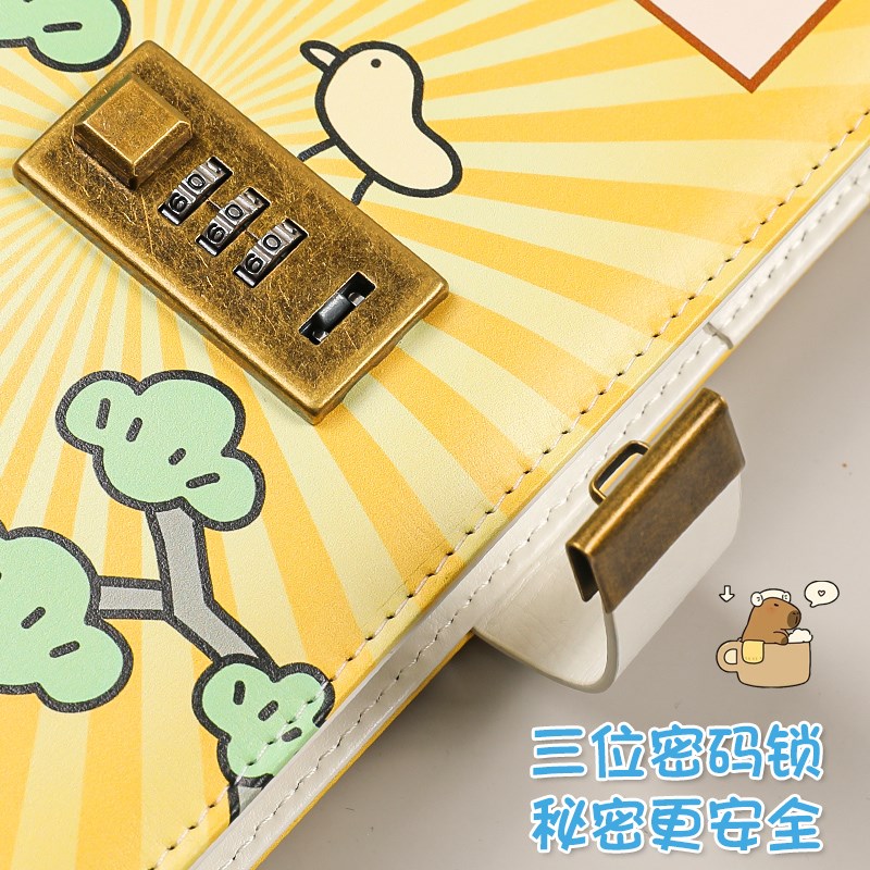 卡皮巴拉密码本儿童日记本带锁小学生三年级男孩笔记本女生密码G