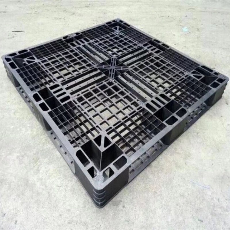 网格田字形塑胶卡板 防静电黑色托盘 电子厂车间周转地台板防潮板