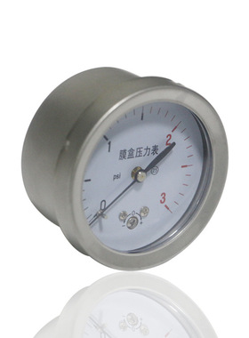 供微压膜盒压力表不锈钢压力表轴向YEB-63Z 3PSI 1/4NPT工厂直供