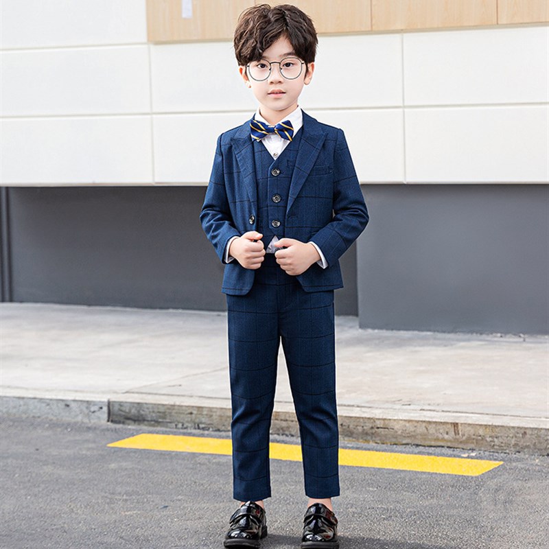 男童西装套装主持人英伦洋气男孩三件套I小西服宝宝花童礼服表演