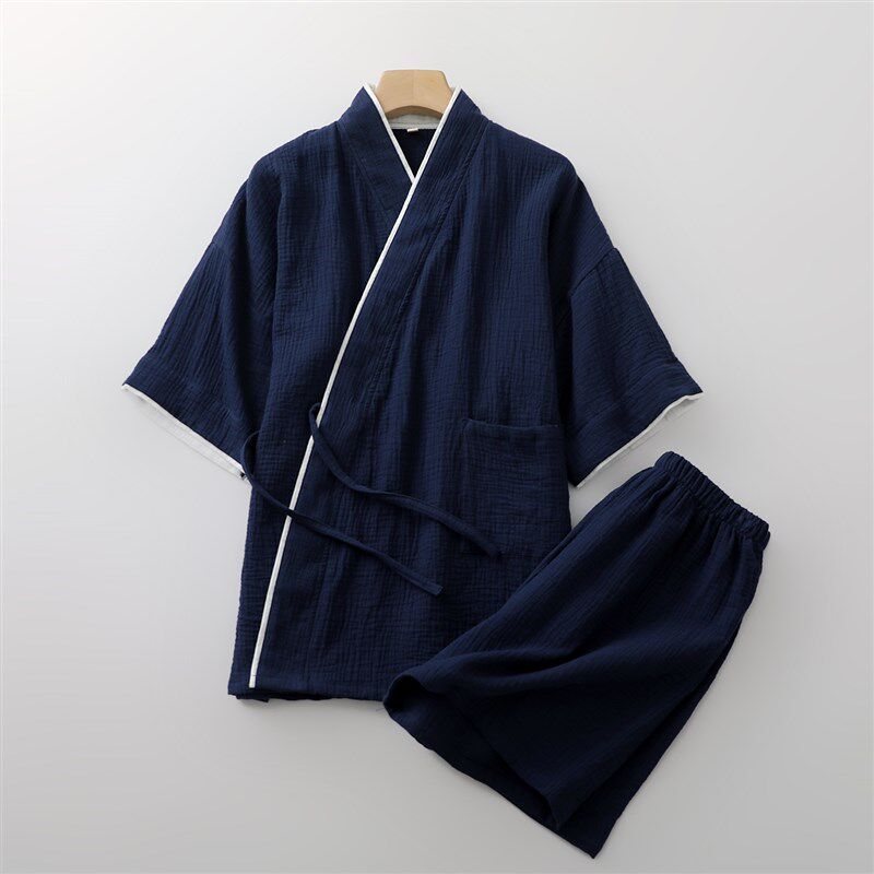 中式细绳汉服男女士纯棉s纱夏季短袖短裤国风汗蒸服薄款情侣家居