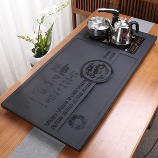 整块乌金石茶盘家用客厅轻u奢石头茶台排水茶海功夫茶具托盘全自