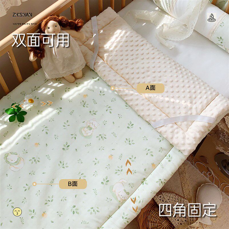 新生婴儿床垫宝宝纯棉豆豆绒床褥被秋F冬加厚儿童幼儿园午睡可水
