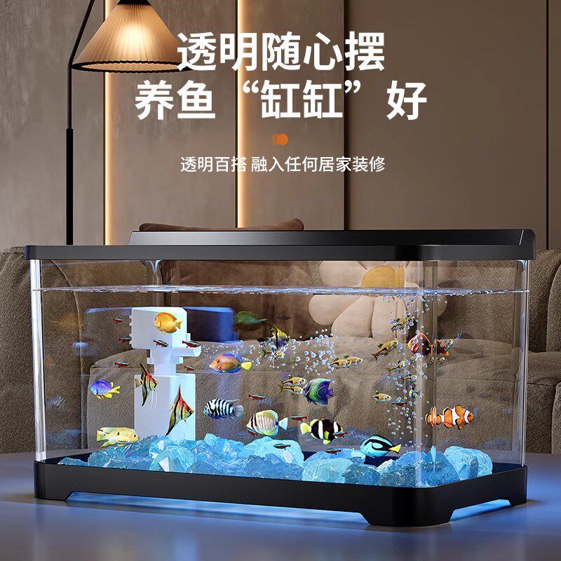 鱼缸小型客厅2025新r款生态造景过滤制氧一体机桌面金鱼缸水族箱