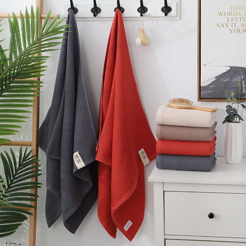 日系纯棉蜂窝诧寂浴巾毛巾套装男女家用舒K适透气吸水裹巾纯棉柔