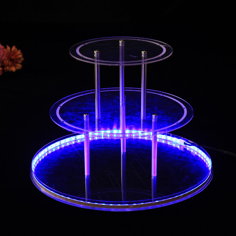 新款香槟塔婚庆道具三层圆形灯光款D酒塔香槟杯塔婚礼酒店布置塔