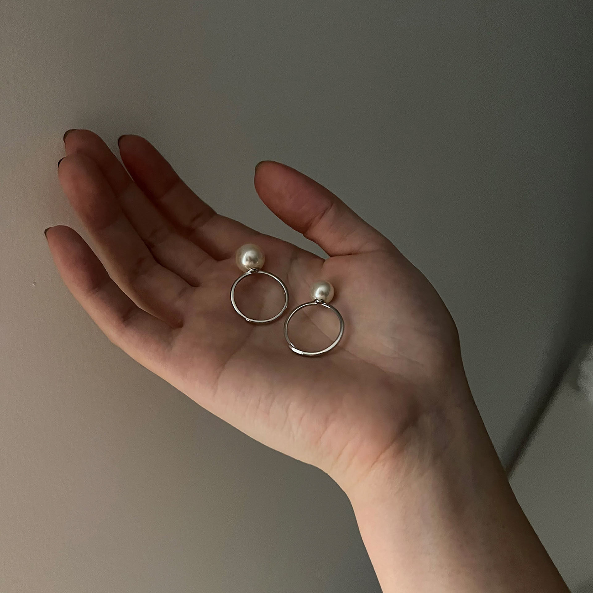 简约单颗珍珠细圈戒指女小众极简戒指/指环
