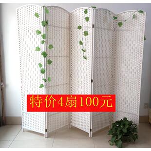 办公屏风简易屏风 草编屏风藤编实木折屏隔断玄关试衣间全封闭时尚